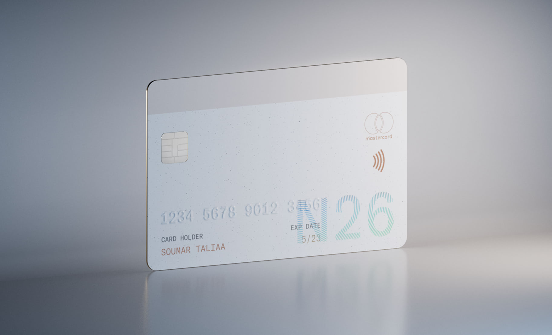 N26 3D creditcard white gold border
