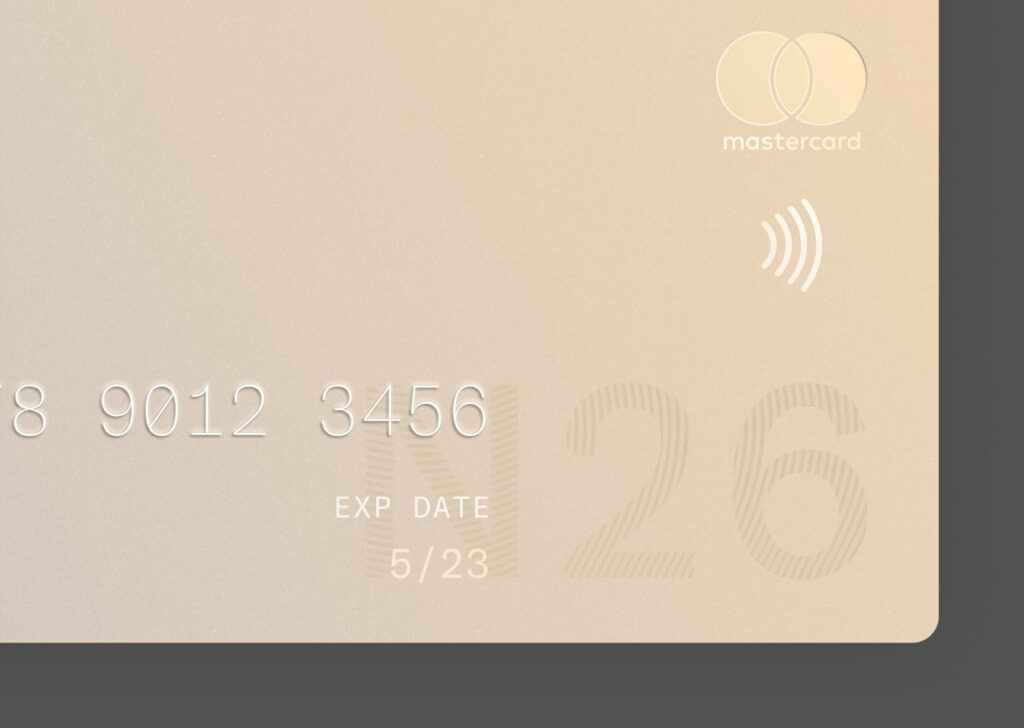 N26 gold credit card close up