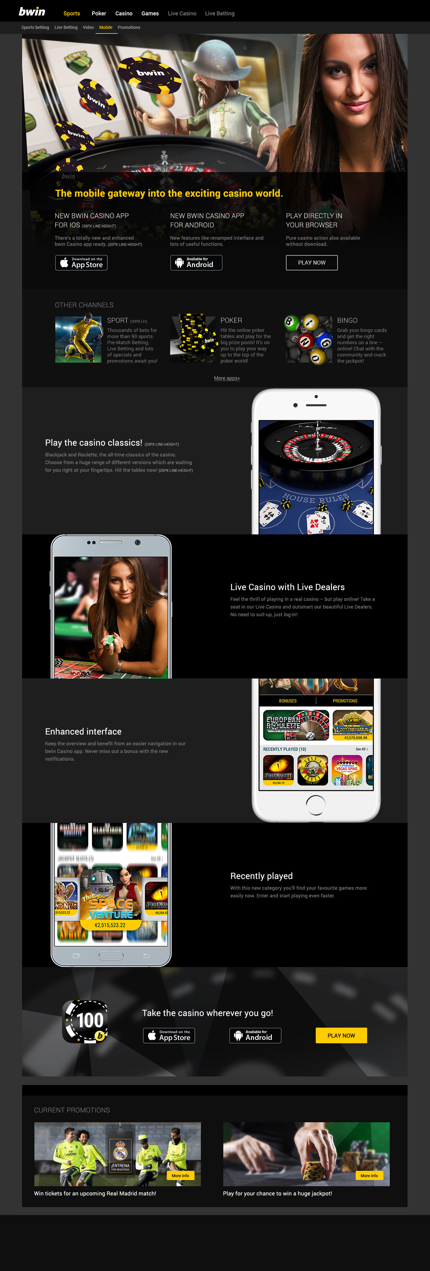 bwin mobile app promotional page