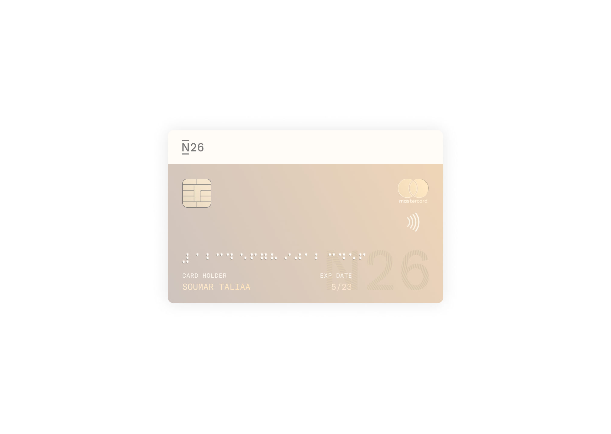N26 credit card Braille