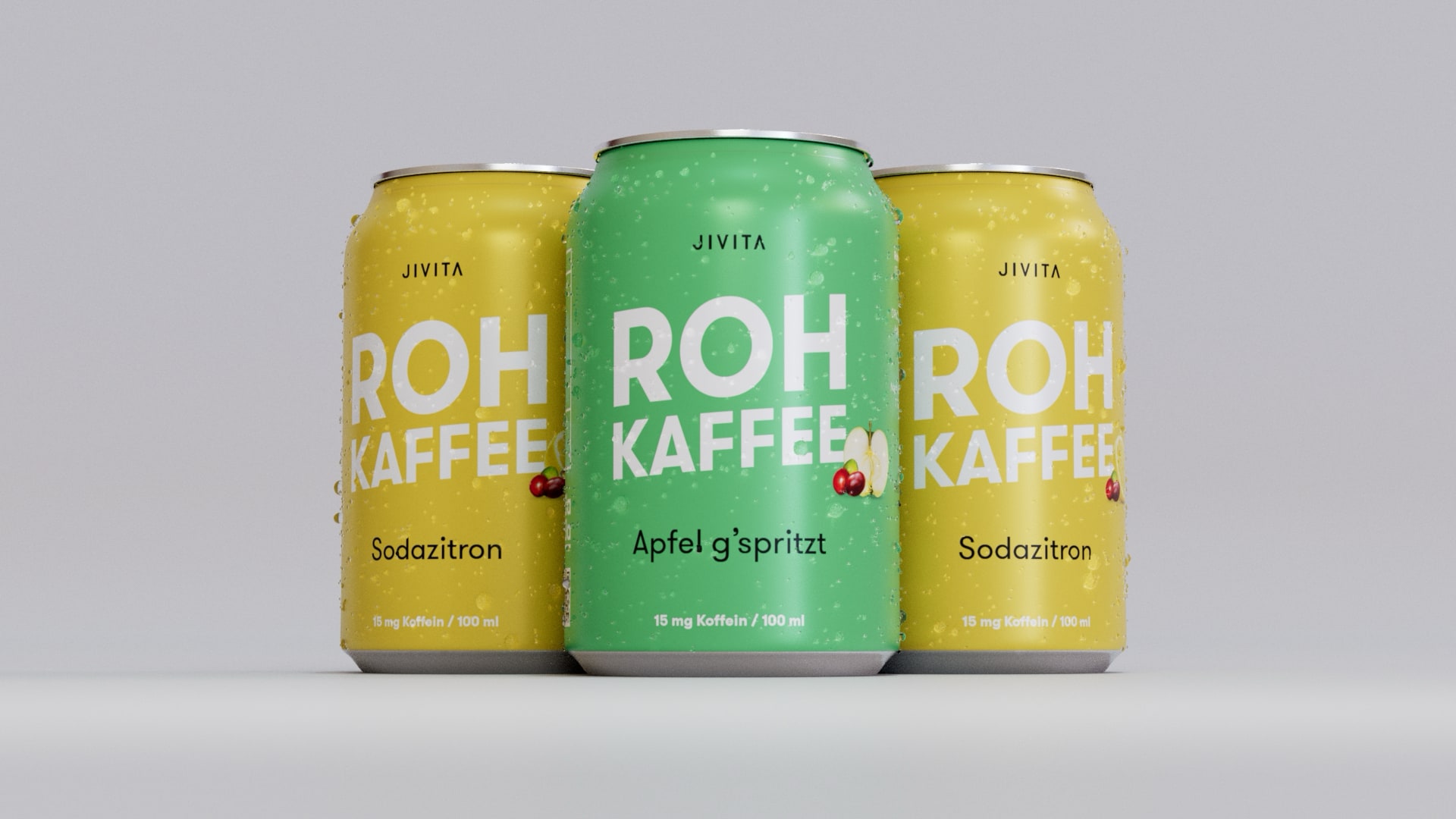 Three cans of raw coffee