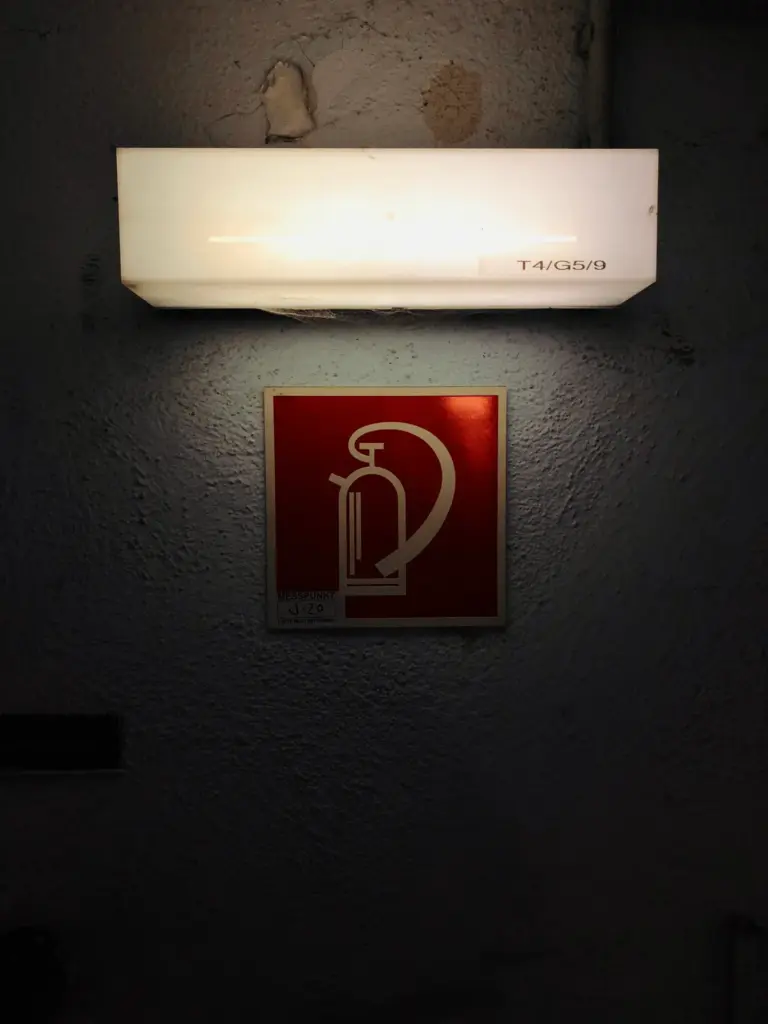 Closeup shot of garage lights.