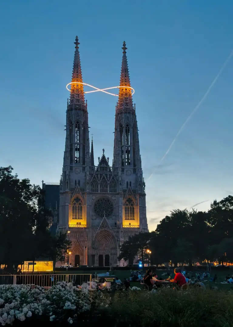 Votivkirche Vienna art installation. Unendlichkeit des Lichtes by Billi Thanner.